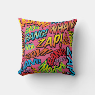 Bunte Comic-Typografie Trendig Coole Pink Kissen