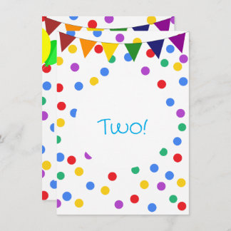 Bunte Confetti Dots and Balloons 2. Geburtstag Einladung