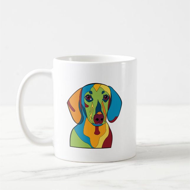 Bunte Dackel-Tasse Kaffeetasse (Links)
