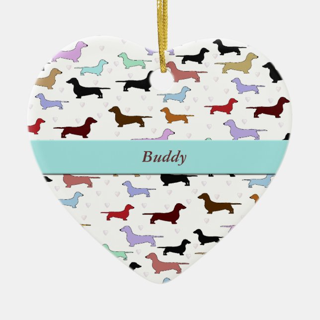 Bunte Dackel-Verzierung Keramik Ornament (Vorne)