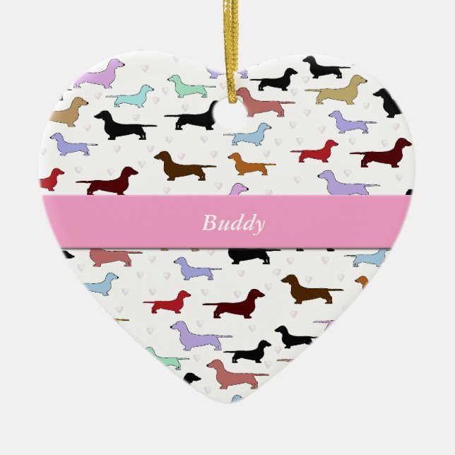 Bunte Dackel-Verzierung Keramikornament (Vorne)