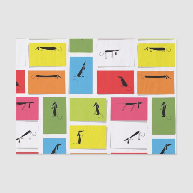 Bunte Dackeln Seidenpapier (Vorderseite)