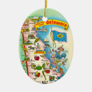 Bunte Delaware-Karte Keramik Ornament