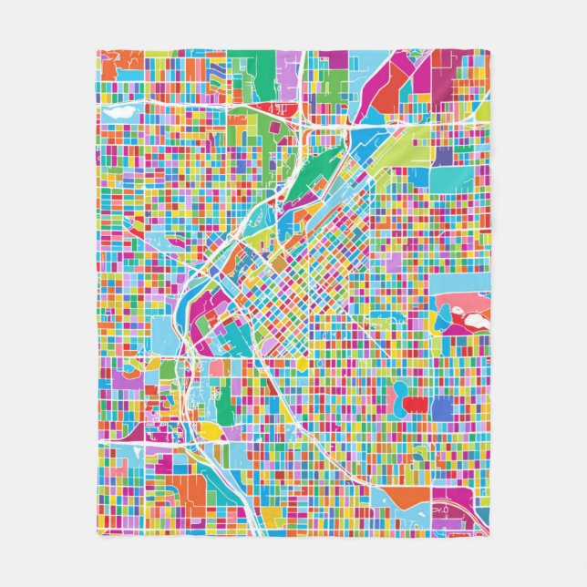 Bunte Denver-Karte Fleecedecke (Vorderseite)