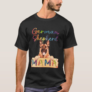 Bunte Deutsche Schäferhund-Mama Hundefrau T-Shirt
