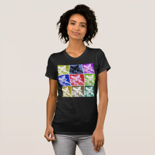 Bunte Deutsche Schäferhund-Pop-Art-Frauen T-Shirt