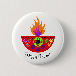 Bunte Diwali Lampe Diya Button