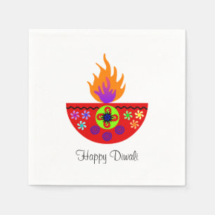 Bunte Diwali Lampe Diya Serviette