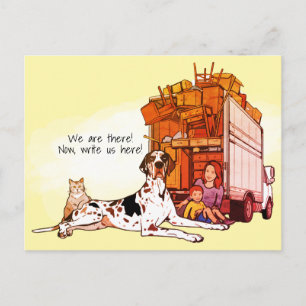 Bunte Dogge Katze Wir Zogen Um Neue Adresse Umzug Postkarte