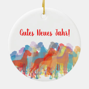 Bunte Doggen Weihnachtsanhänger Keramik Ornament