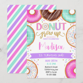 Bunte Donuts Mädchen zum Geburtstag Einladung
