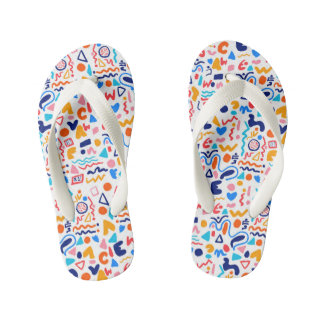 Bunte Doodle Flip Flops für Frauen | Retro Y2K A