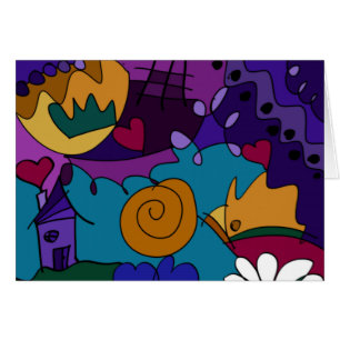 Bunte Doodle-Kunst Spaßige einzigartige Grußkarte