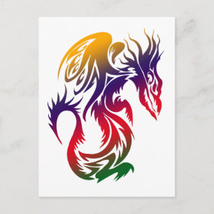 Bunte Drachen-Tätowierung im Stil von Dragons Drag Postkarte
