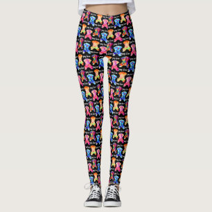 Bunte Dreieck-Muster-Mops-Silhouette-Mops-Liebe Leggings