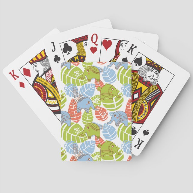 Bunte Dschungel-Elefanten Spielkarten (Rückseite)