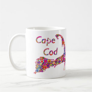 Bunte dynamische Herz-Gefüllte Karte von Cape Cod Kaffeetasse
