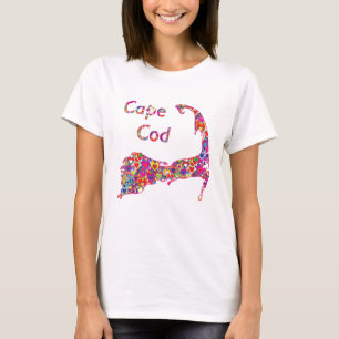 Bunte dynamische Herz-Gefüllte Karte von Cape Cod T-Shirt