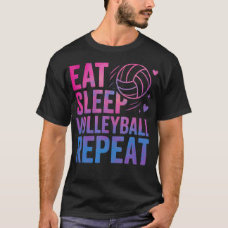 Bunte Eat Sleep Volleyball Repeat n Mädchen Frauen T-Shirt