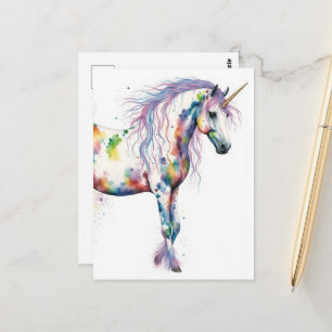Bunte Einhorn-Fantasie Postkarte