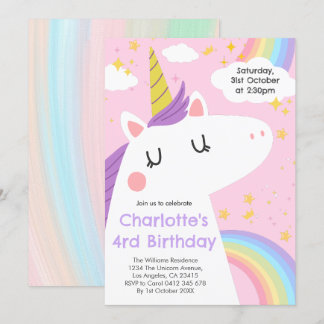 Bunte Einhorn- und Regenbogenfeier Einladung