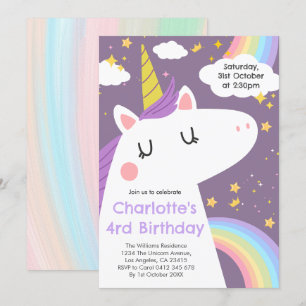 Bunte Einhorn- und Regenbogenfeier Einladung