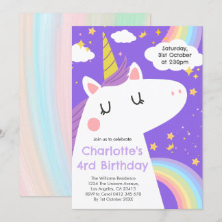 Bunte Einhorn- und Regenbogenfeier Einladung