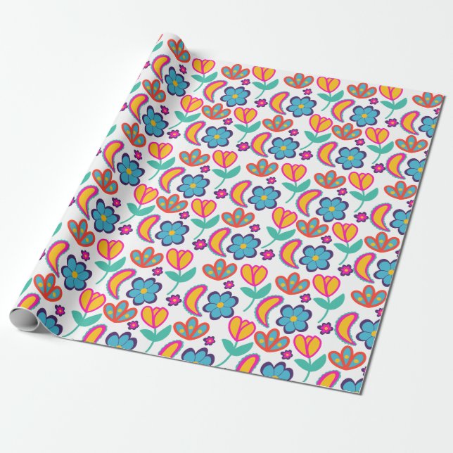 Bunte, einzigartige Blume Geschenkpapier (Ungerollt)