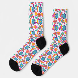 Bunte, einzigartige Blume Socken