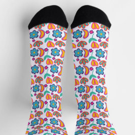 Bunte, einzigartige Blume Socken