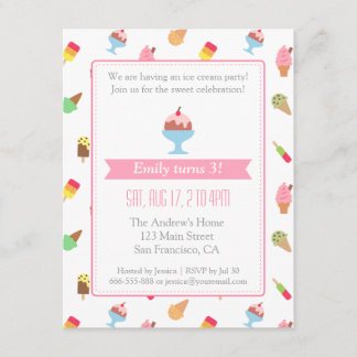 Bunte Eiscreme-Muster-Party Einladungen