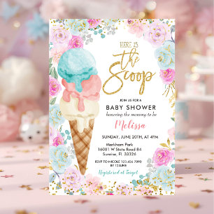 Bunte Eiscreme Pastell Blumen Babyparty Einladung