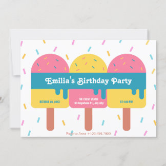 Bunte Eiscreme zum Geburtstag Einladung