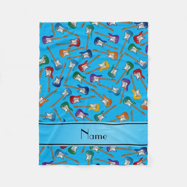 Bunte elektrische Gitarren des Namehimmelblaus Fleecedecke (Vorderseite)