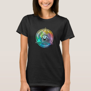Bunte Emo Regenbogenpyramide Auge Alles Sehendes A T-Shirt