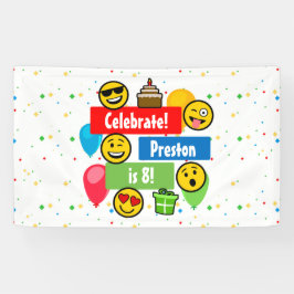 Bunte Emoji Geburtstags-Party-Kinder oder Jungen Banner