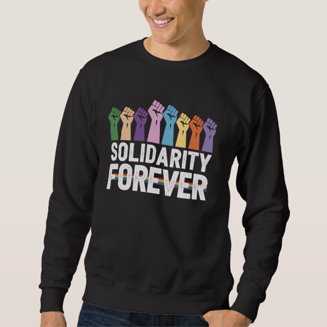 Bunte erhobene Fäuste mit Solidaritätsbotschaft Sweatshirt (Vorderseite)