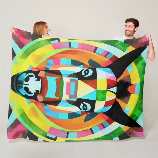 Bunte Esel-Geometrie-Kunst abstrakt Fleecedecke (Beispiel)