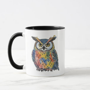 Bunte Eule Aquarell Tasse