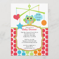 Bunte Eulen-bewegliche Babyparty-Einladungen