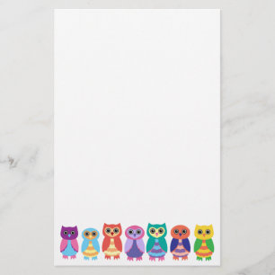 Bunte Eulen Briefpapier