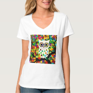 Bunte Eulen-Kunst T-Shirt