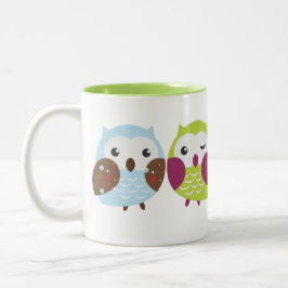 Bunte Eulen-Tasse Zweifarbige Tasse