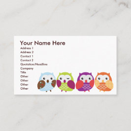 Bunte Eulen-Visitenkarten Visitenkarte