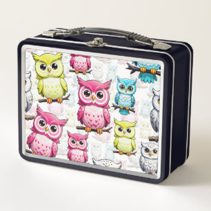 Bunte Eulen-Vogel-Design Metall Brotdose