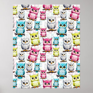 Bunte Eulen-Vogel-Design  Poster