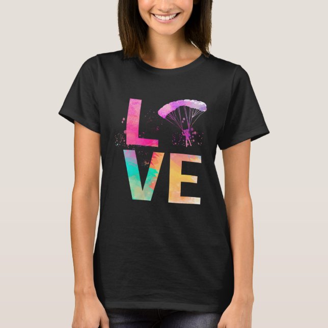 Bunte Fallschirmspringende Mutter  Skydiving T-Shirt (Vorderseite)