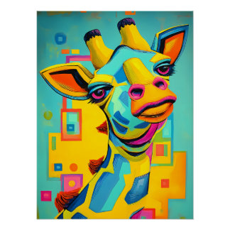 Bunte Fantasie Giraffe - Giraffen Illustration Poster