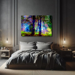 Bunte Fantasie-Wald-Kunst im Märchenstil Leinwanddruck