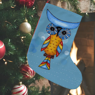 Bunte Fantasie Whimsical Eule Kleiner Weihnachtsstrumpf